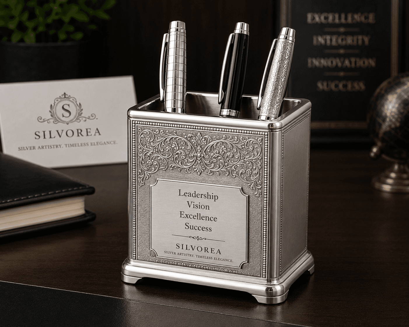 Executive Silver Pen Holder