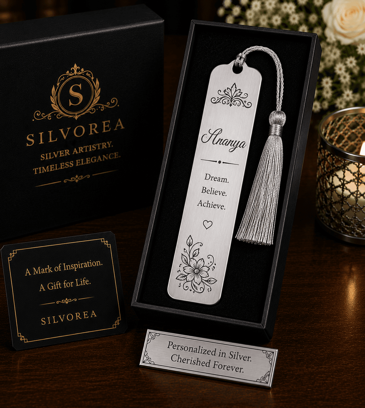 Personalized Silver Bookmark