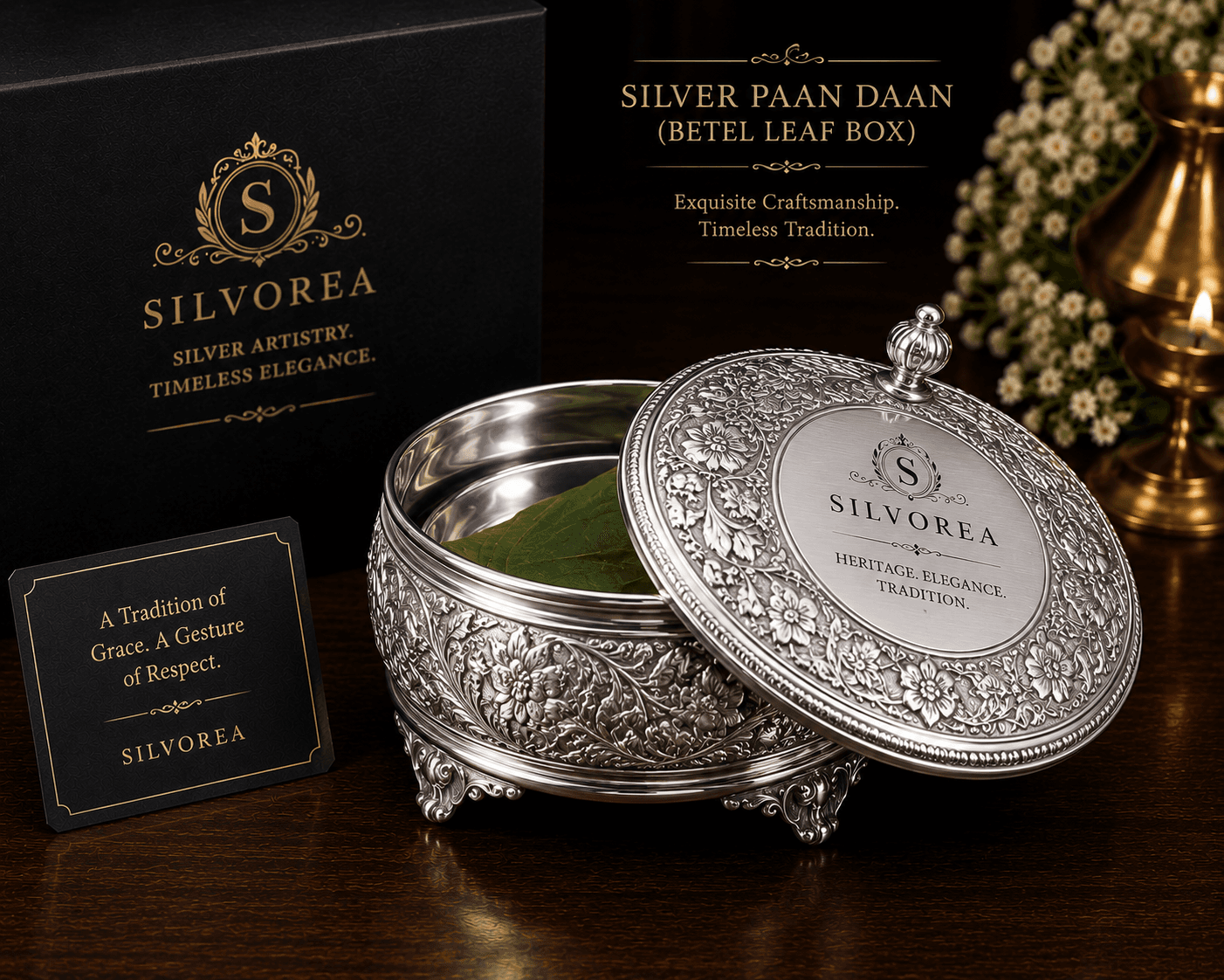 Silver Paan Daan (Betel Leaf Box)
