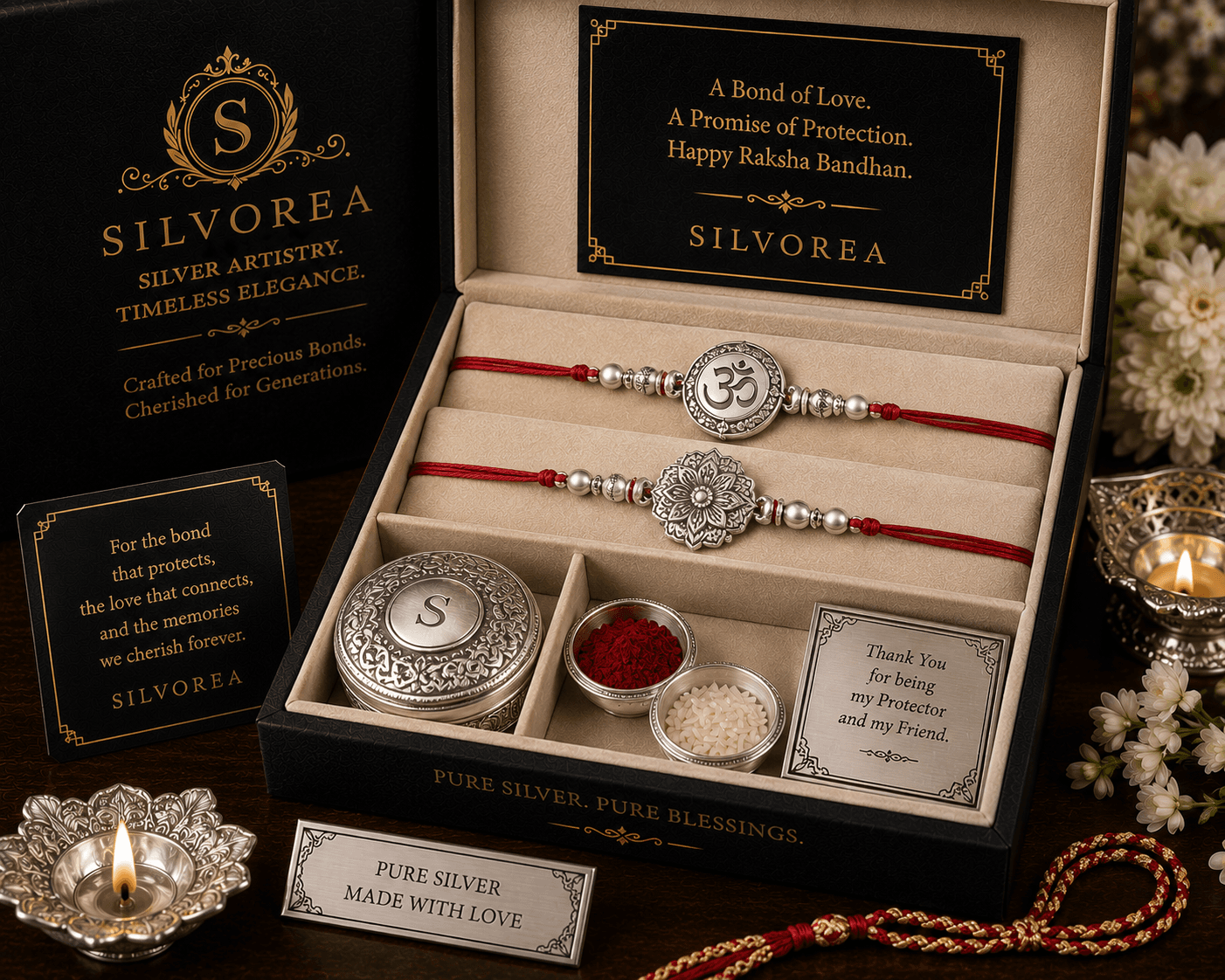 Raksha Bandhan Silver Rakhi Set